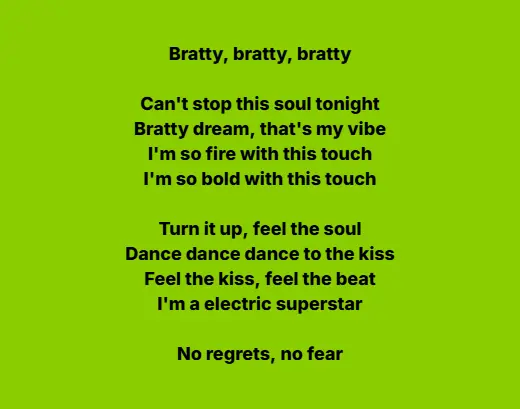 Brat Lyrics Generator - Create Charli XCX Inspired Lyrics 6 Bratty Lyrics created with brat lyric generator