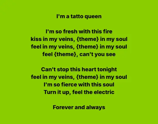Brat Lyrics Generator - Create Charli XCX Inspired Lyrics 7 Brat Lyrics Generator - Tatto Lyrics