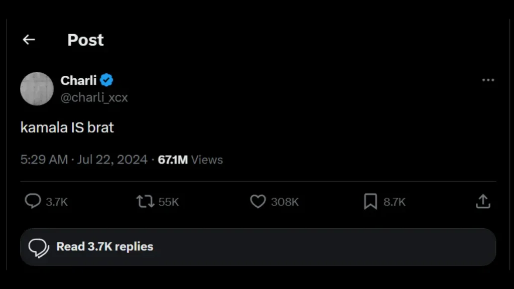 Kamala IS brat screen shot